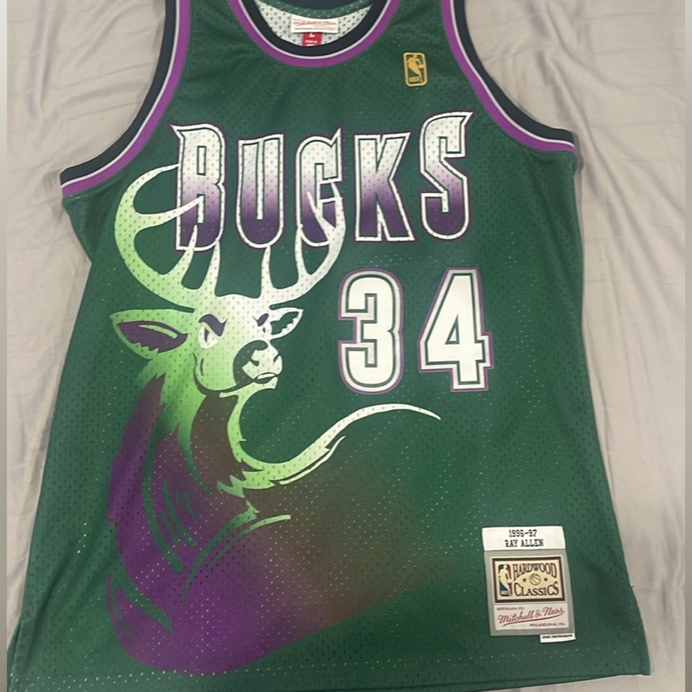 96-97 Ray Allen Milwaukee Bucks Green Jersey